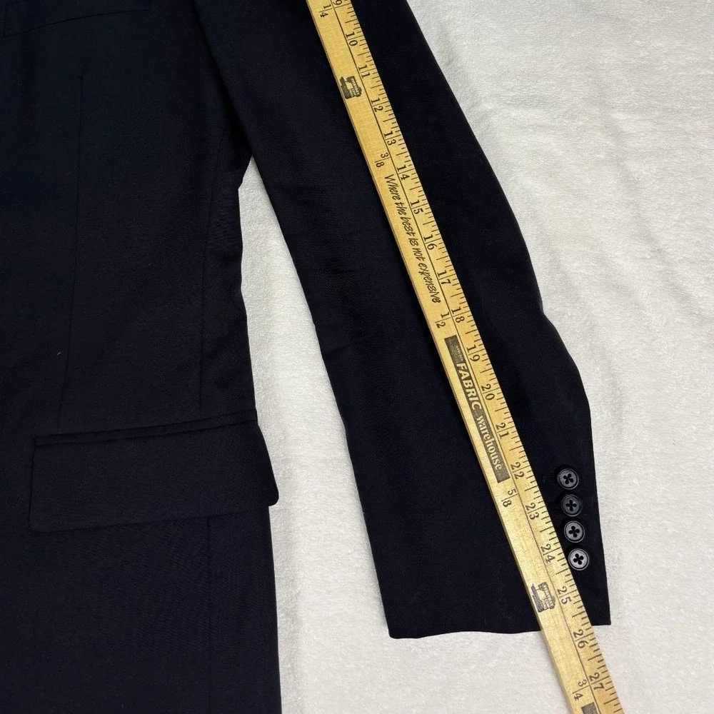 Larry Malkani Blazer Mens 42 Navy Blue Hand Tailored 3-Button Suit Jacket Preppy